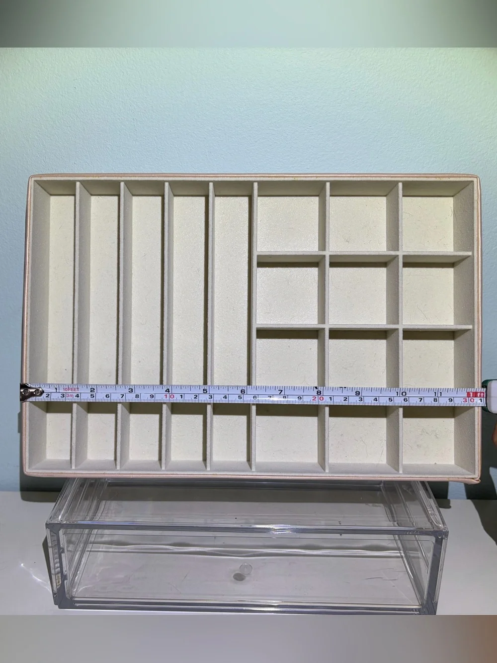 8” x 12” Pink Beige Jewelry Drawer Organizer Tray for Rings Earrings & Bracelets